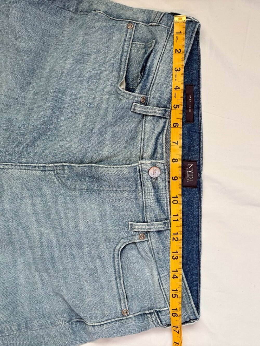 NYDJ Sheri Slim Ankle Jeans Light Paradise Blue 10 Lift Tuck Frayed Hem - Picture 12 of 12